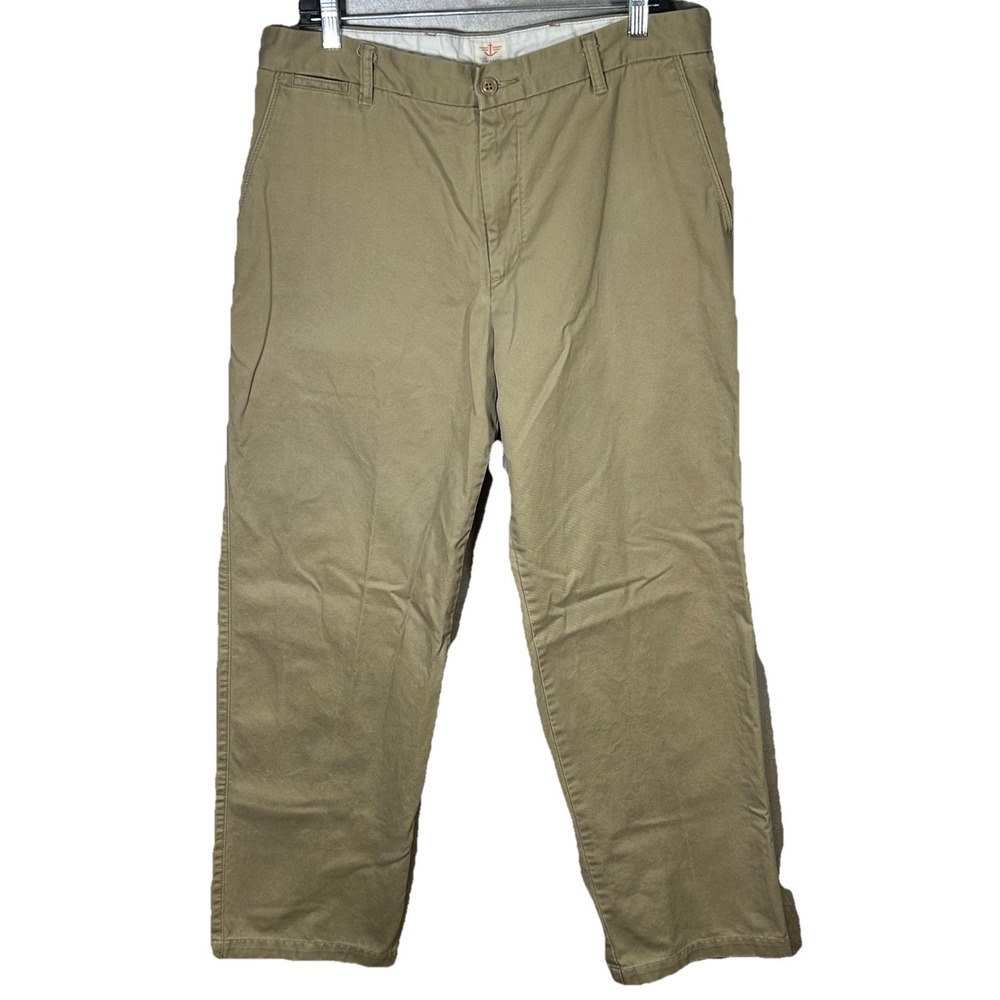 Dockers D3 Classic Pants Mens 36x32 Khaki Flat Front Cotton Office Dress